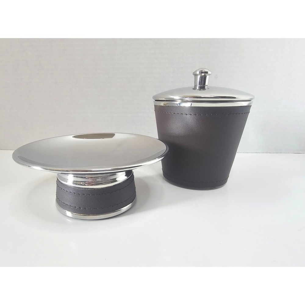 Paradigm Trends "Sullivan" Leather Stainless Bathroom Vanity Set - Dish Canister